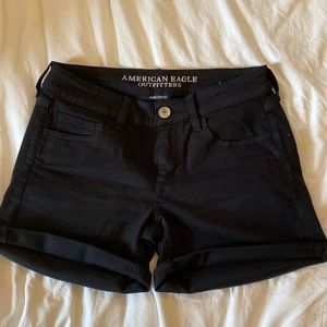 American Eagle midi black super stretch jean shorts